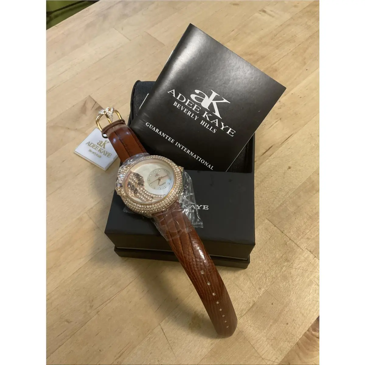 Adee Kaye Birds Of Paradise Crystal Covered Watch W Leather Strap Read