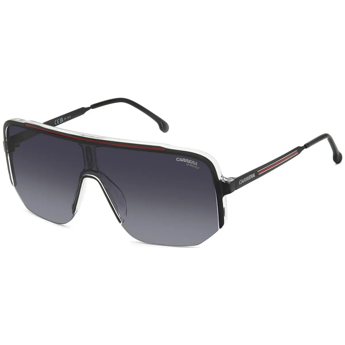 Carrera Oversized Half-rim Shield Sunglasses w/ Gradient Lens - CA1060S