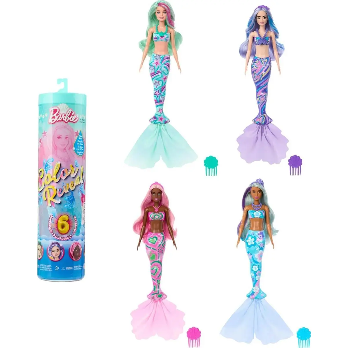 Barbie Color Reveal Doll Accessories with 6 Unboxing Surprises Mermaid Series