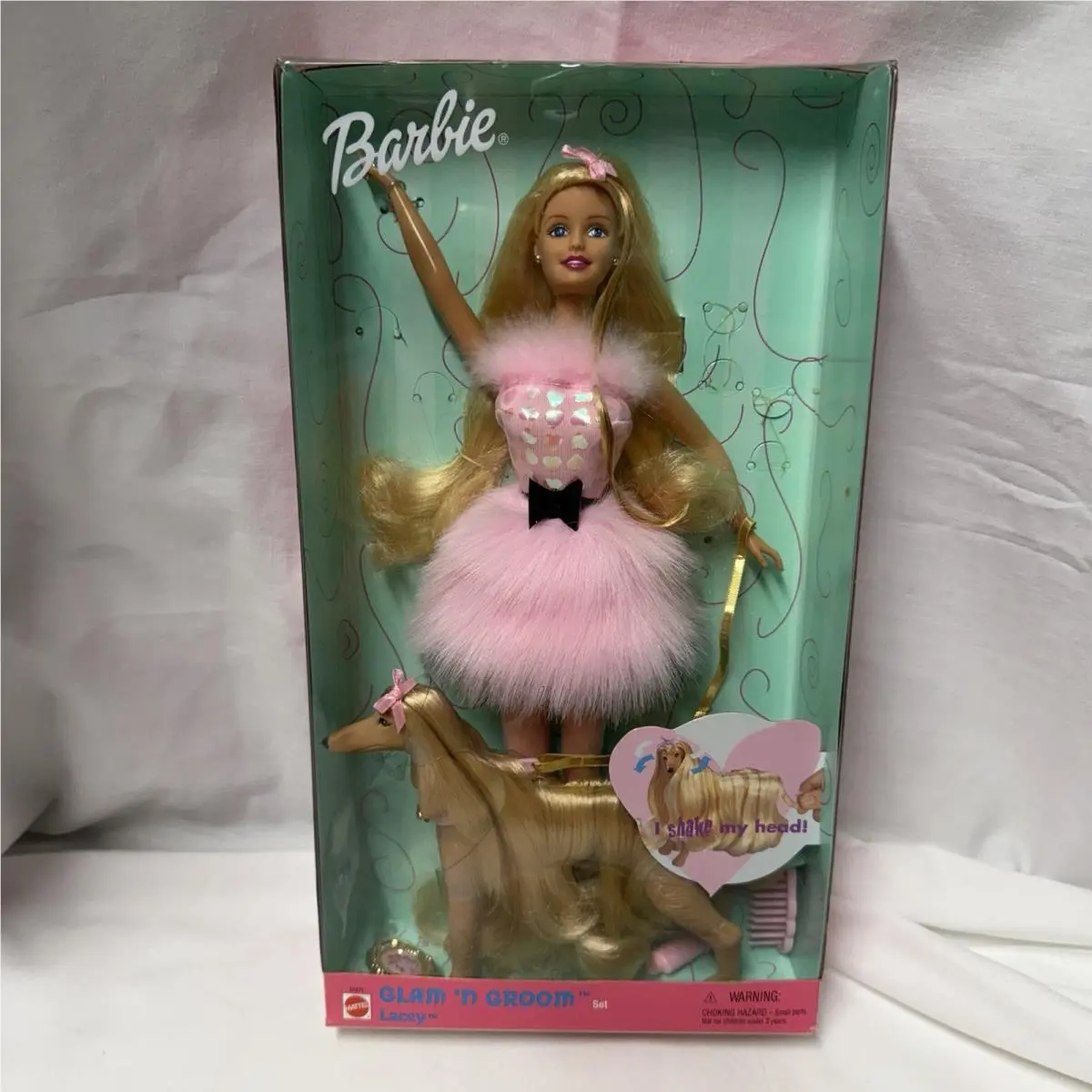 Glam N Groom Barbie and Lacey Dog Doll 1999 Mattel 27271 Nrfb