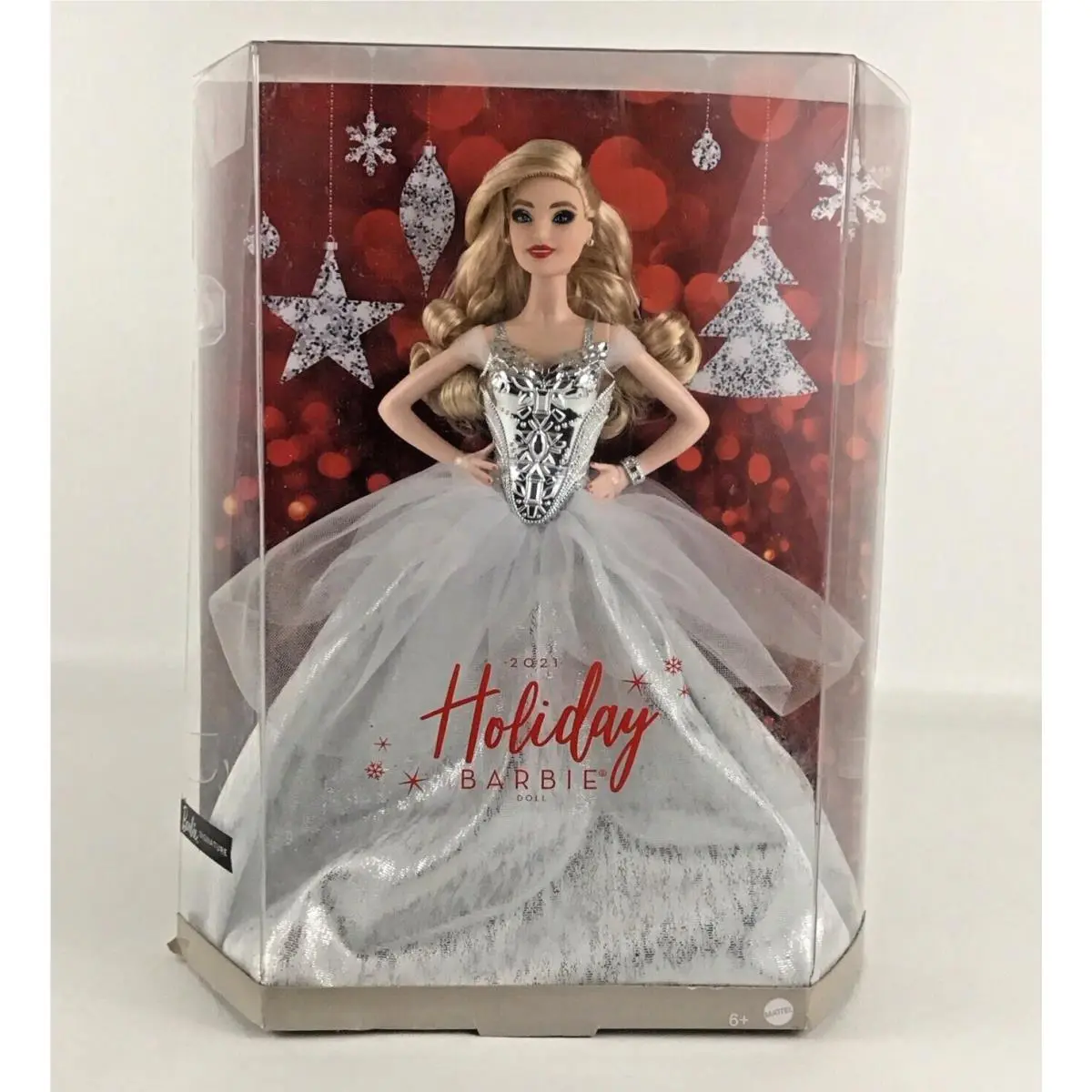Barbie Signature 2021 Holiday Barbie Fashion Doll White Silver Gown Mattel