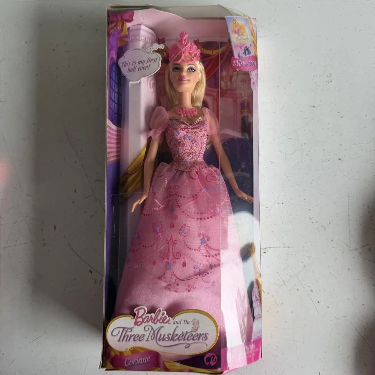 2008 Mattel Barbie Three Musketeers Corinne P7841 Rare Pink Gown Tiara
