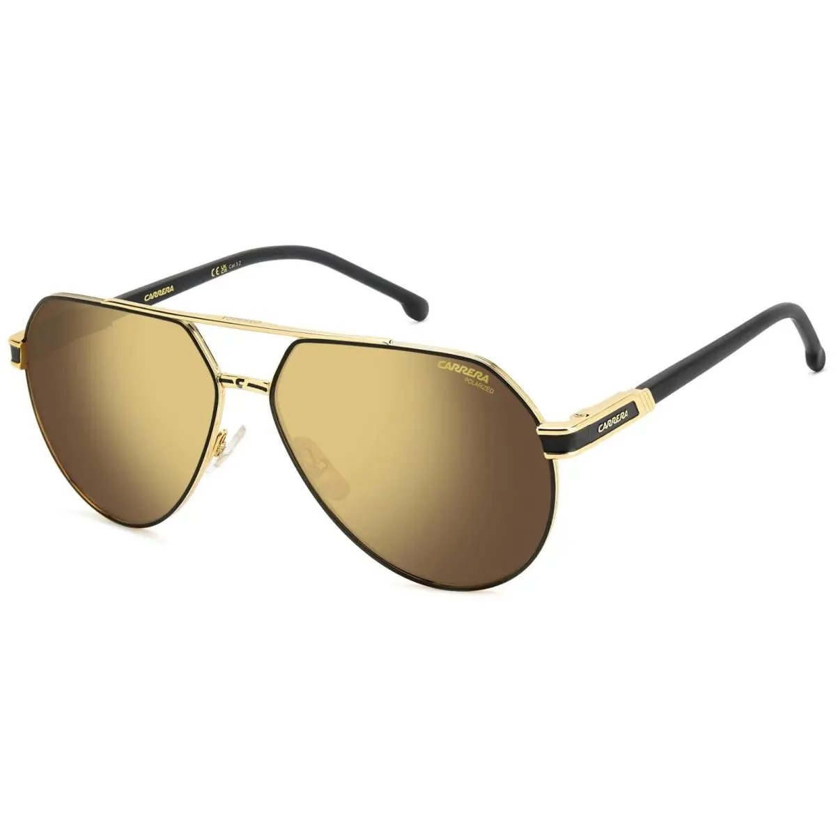 Carrera Ultra Polarized Men`s Matte Black/gold Pilot Sunglasses CA1067S-0I46-YL