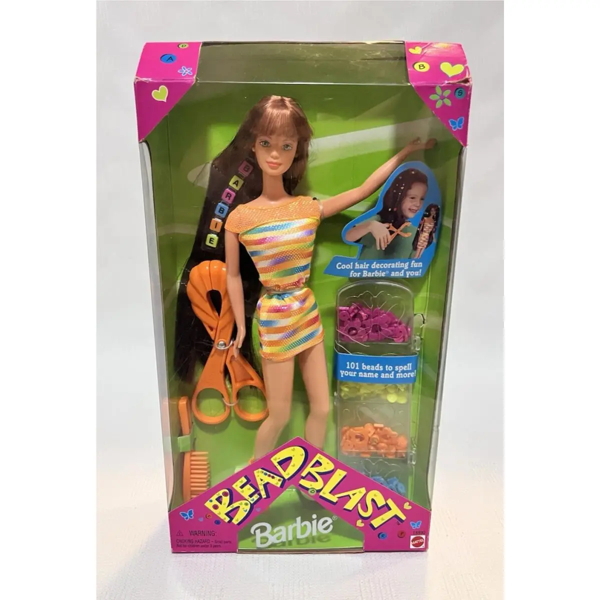 Vintage Mattel Bead Blast Barbie Doll w/ Red Hair 1997