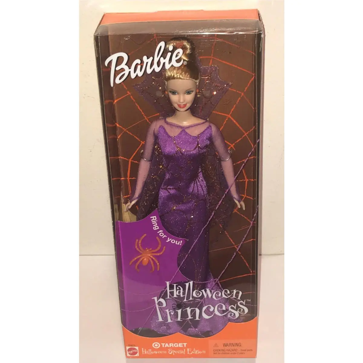 2001 Target Halloween Princess Barbie Spider Ring Purple Gown Mattel