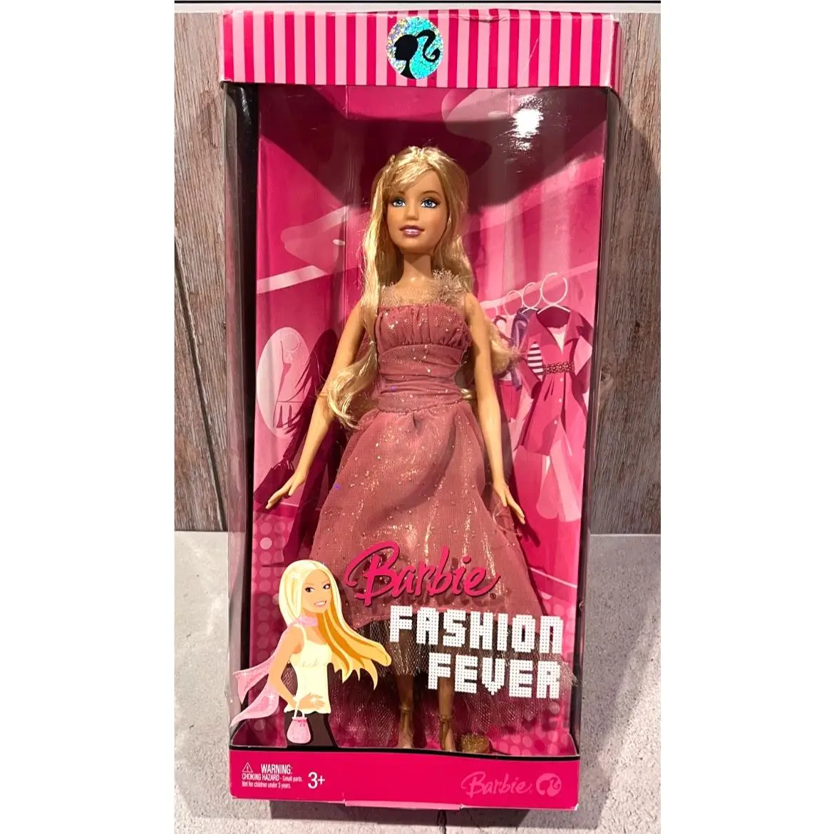 Barbie Fashion Fever Doll Pink Sparkle Dress Chiffon Gown L3324 2007