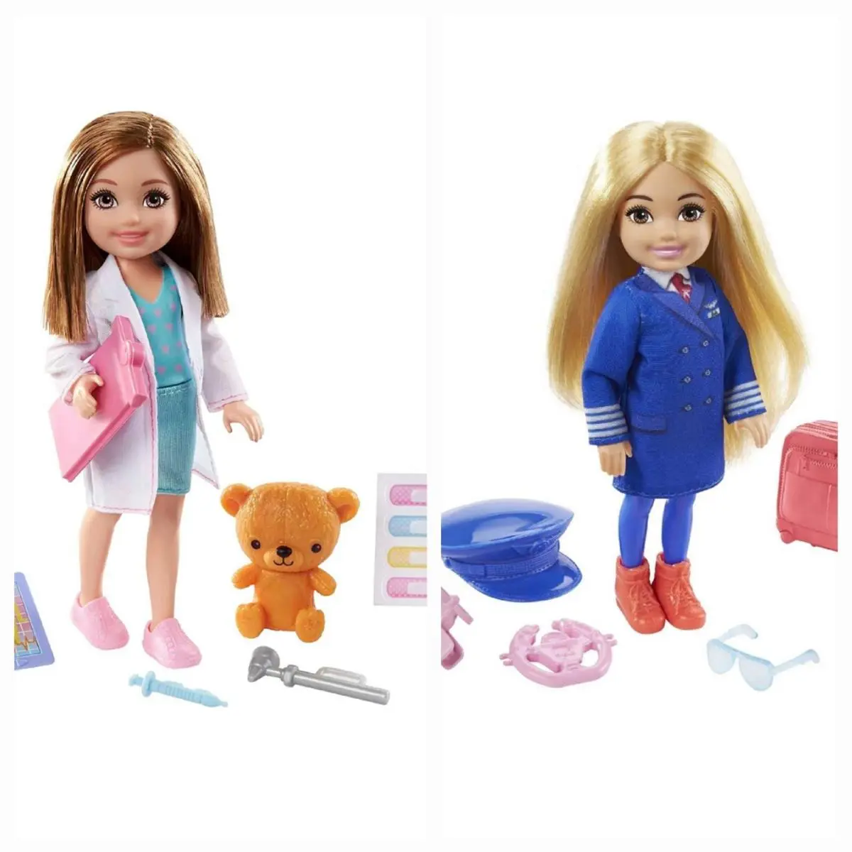 Barbie Chelsea 1 Pilot Doll 1 Doctor or Veterinarian All You Can Be Set 2