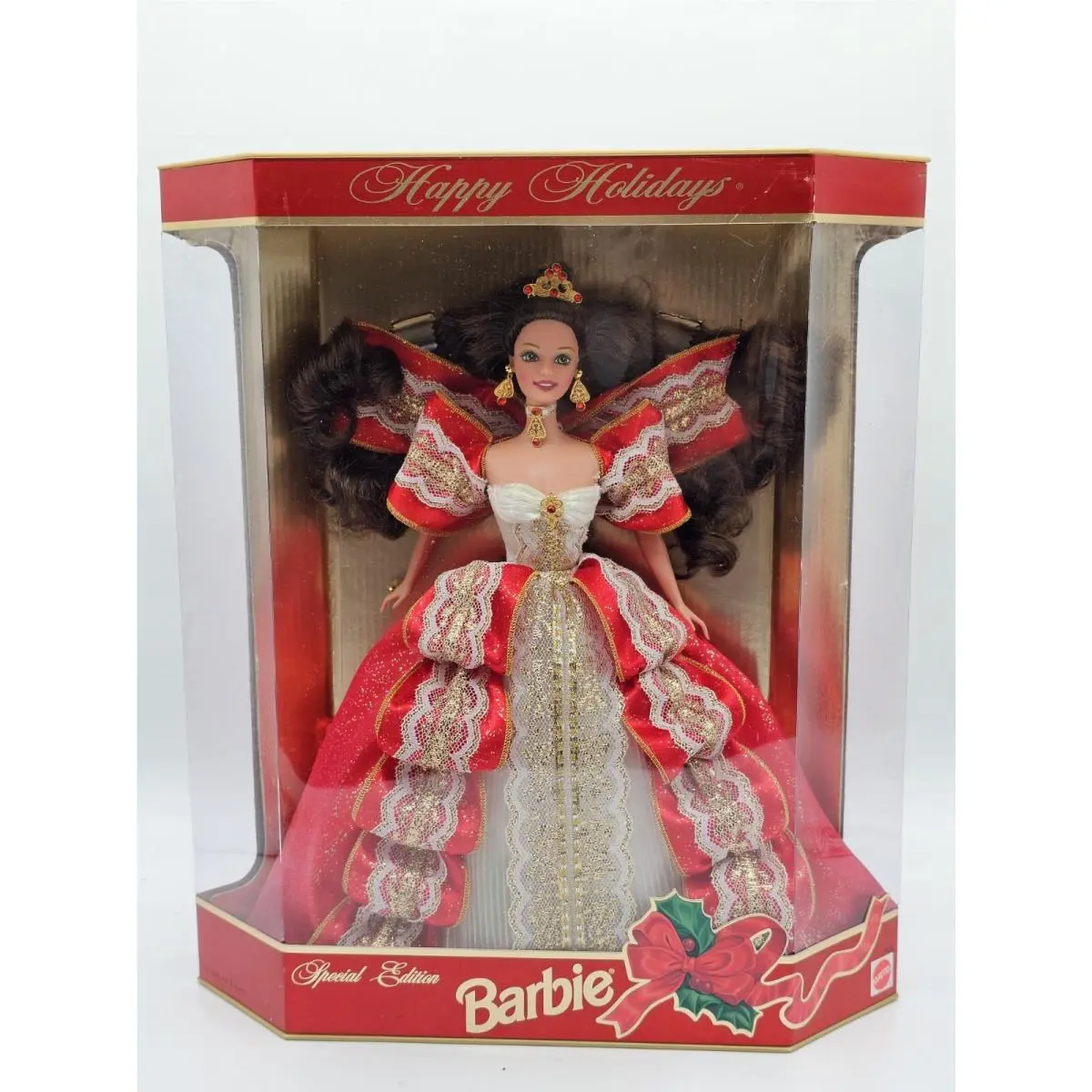 Barbie Holiday 1997 Christmas Happy Holidays Doll Mattel Misprint Blue Eyes Box