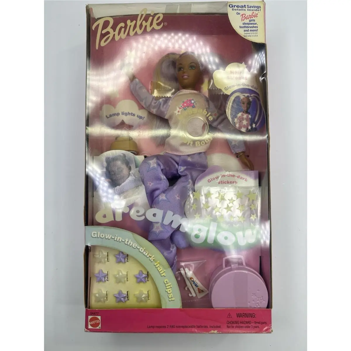 2001 Mattel Barbie Dream Glow Fashion Doll Glow IN The Dark