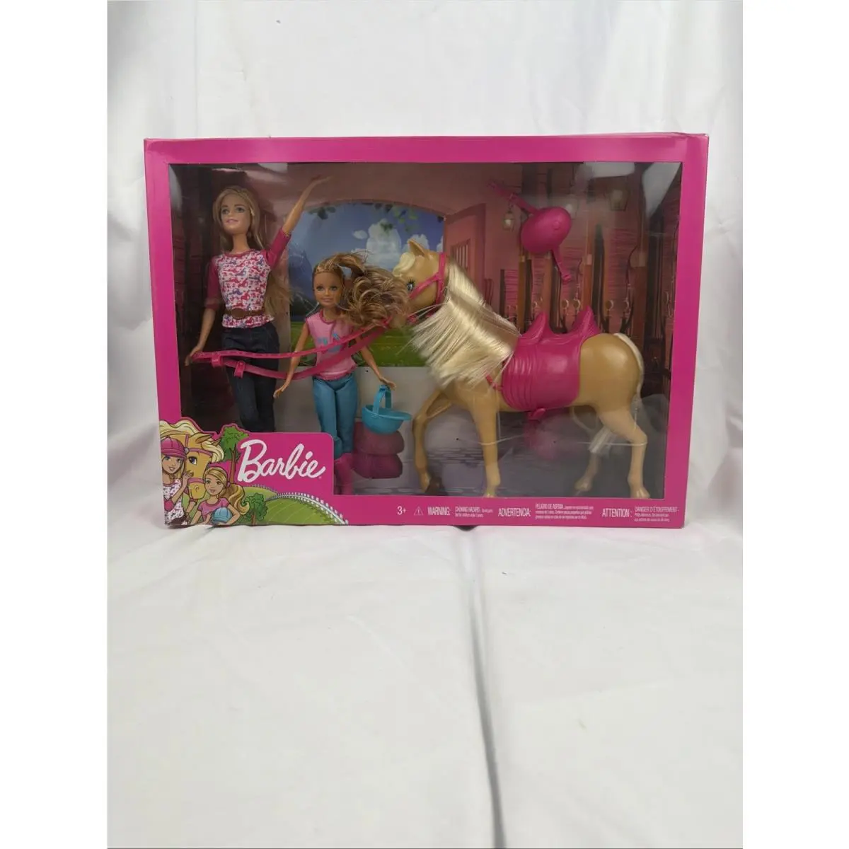 Barbie Pink-tastic Dolls Gift Set Sisters Moment Horseback Riding Lesson Damaged