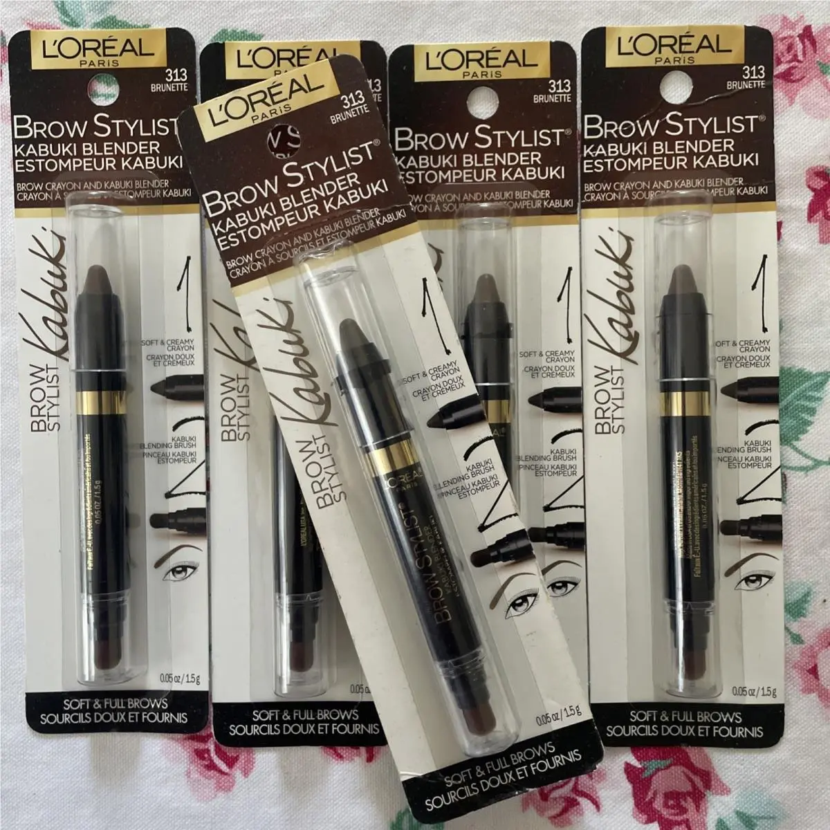 5 Loreal 313 Brunette Brow Stylist Kabuki Blender Full Brow Crayon Makeup Nip