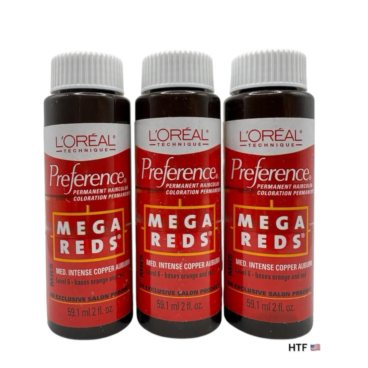 Loreal Preference Mega Reds MR5 Med Intense Copper Auburn Base Orange Red - 3PCK