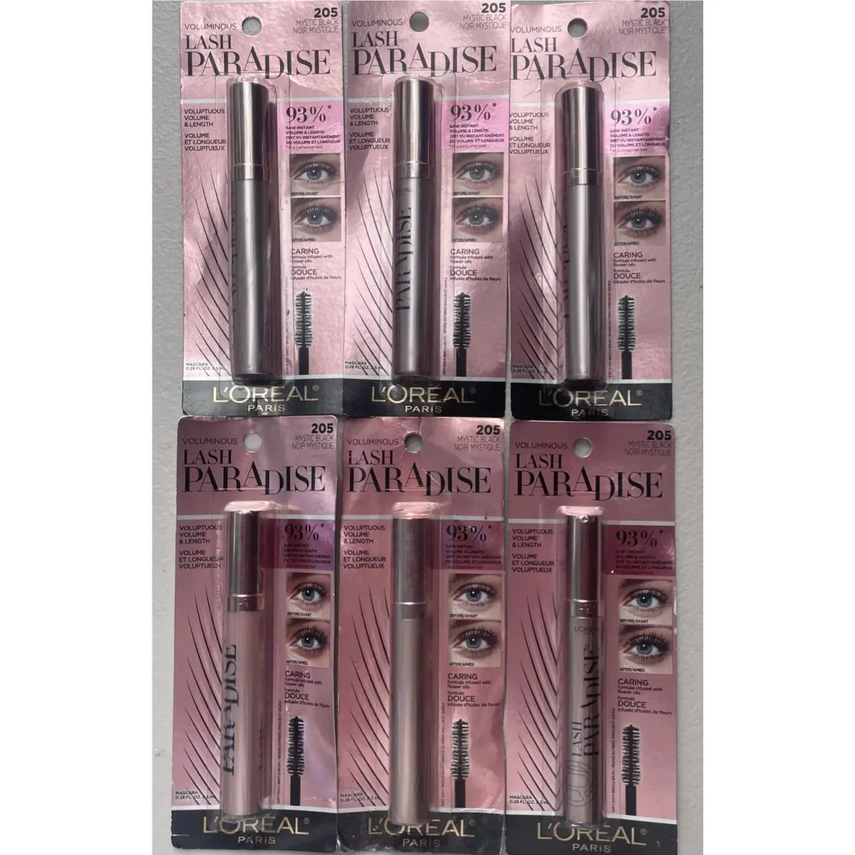 Loreal Paris Voluminous Lash Paradise Mascara 205 Mystic Black 0.28oz 6pack