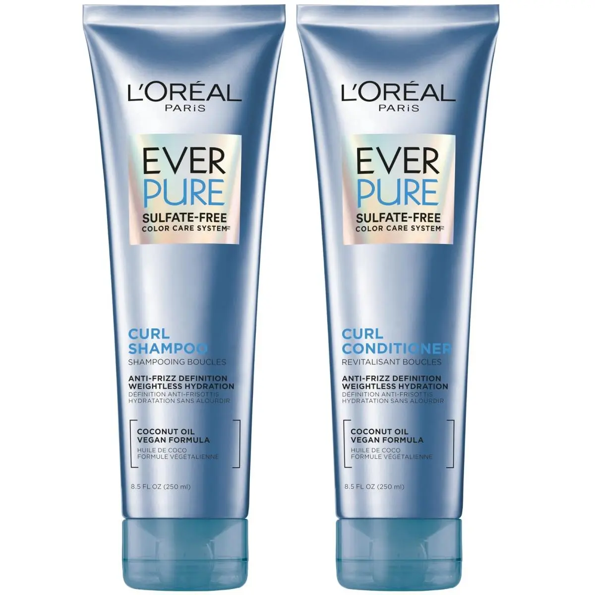 Sulfate Free Shampoo Conditioner Curly Hair Anti Frizz Coconut Oil 8.5oz Loreal