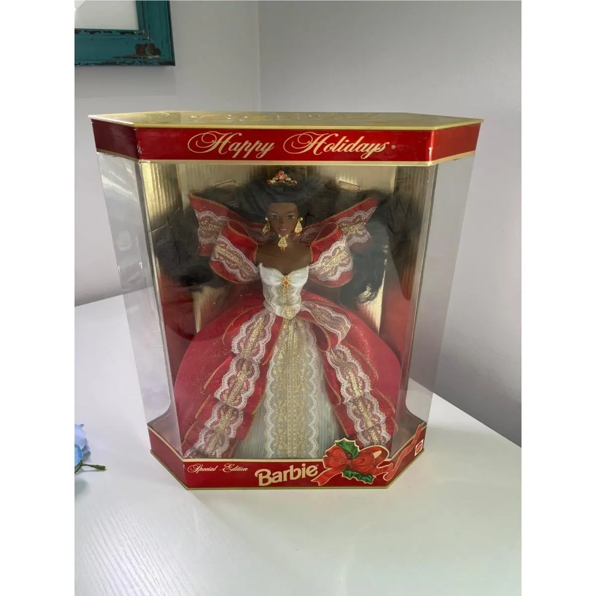 Mattel 1997 Happy Holidays Barbie Special Edition Black Doll Red Gown 17832