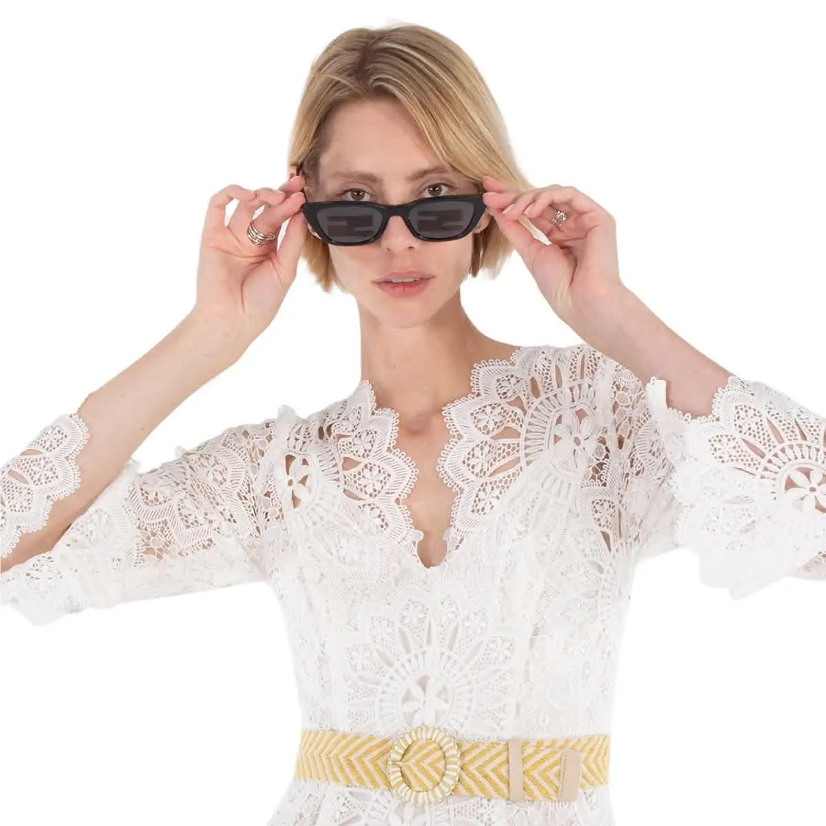 Fendi Smoke Mirror Logo Folding Cat Eye Ladies Sunglasses FE40089I 01C 53