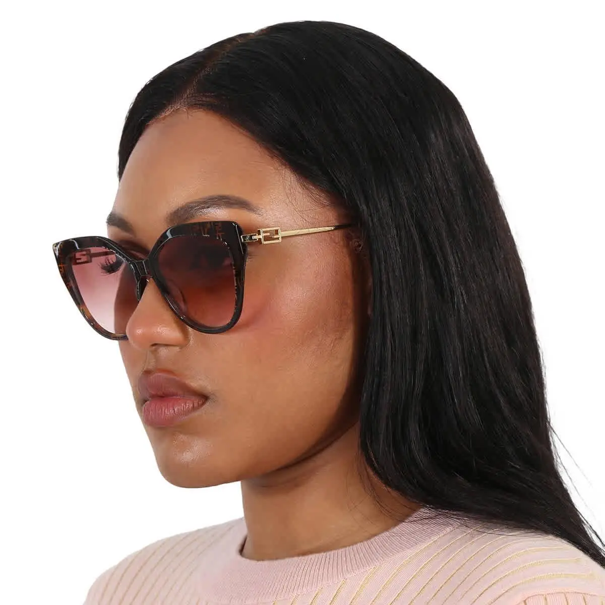 Fendi Light Brown Cat Eye Ladies Sunglasses FE40011U 55T 57 FE40011U 55T 57
