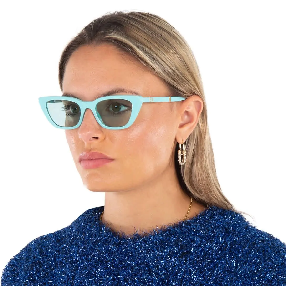 Fendi Blue Logo Folding Cat Eye Ladies Sunglasses FE40089I 90X 53 FE40089I 90X