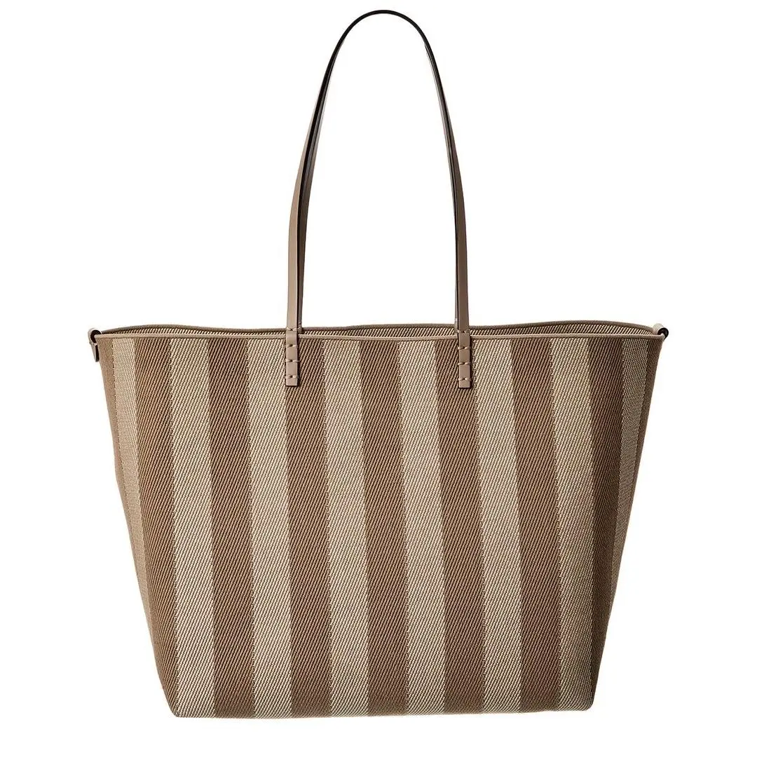Fendi Roll Large Ff Canvas Leather Tote Women`s Brown