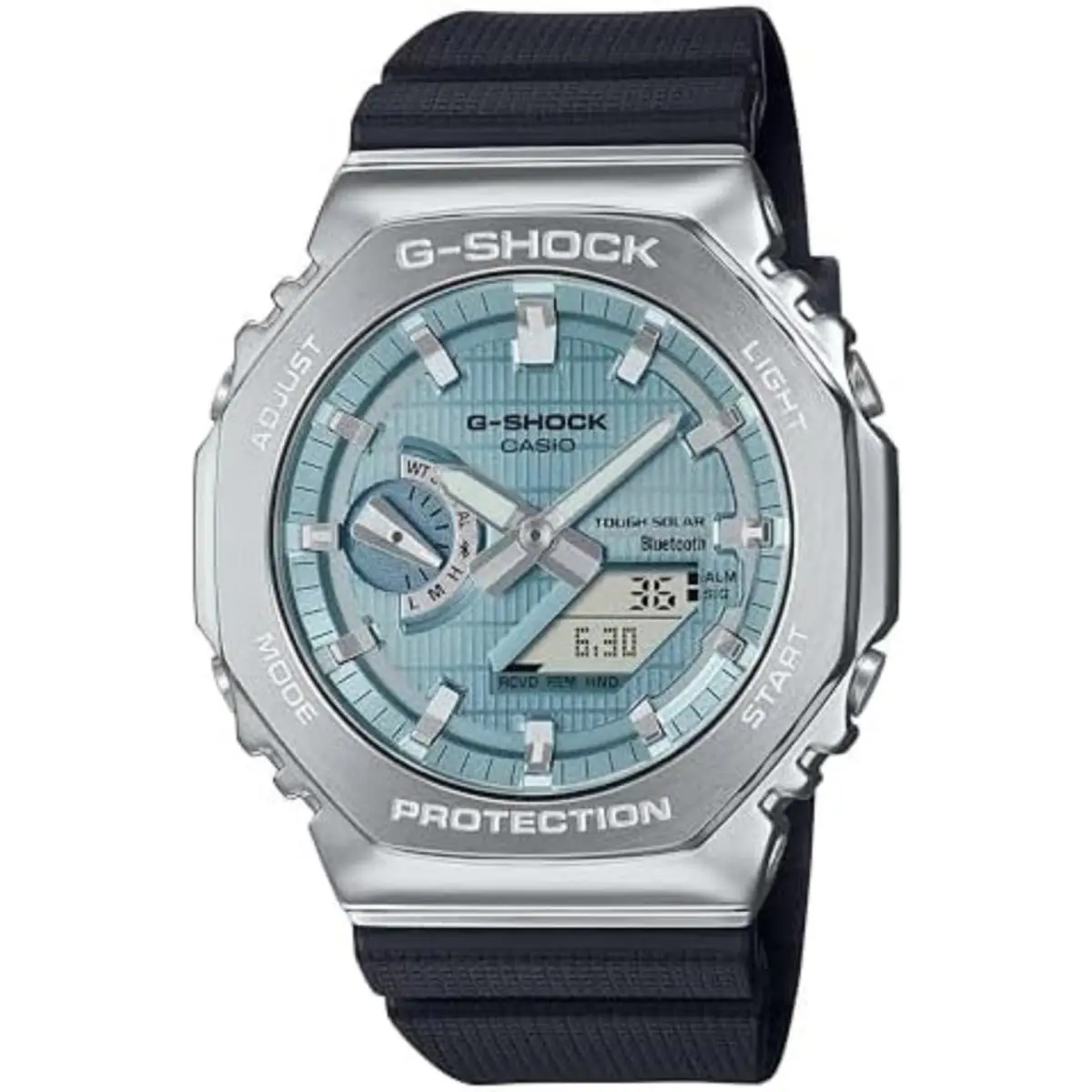 Casio G-shock G-steel Solar Connected Blue Dial Black Resin Strap Watch - GBM210