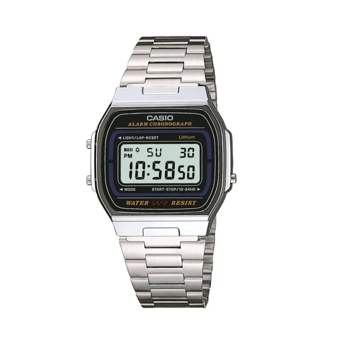 Casio Watch Retro Stainless Steel Alarm Chrono Vintage A164WA-1VES p