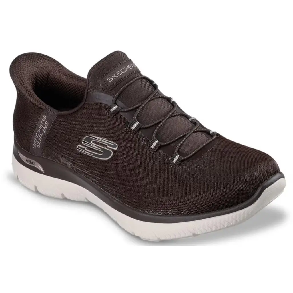 Womens Skechers Hands Free Slip Ins Arch Fit Summits Luxe Brown Mesh Shoes