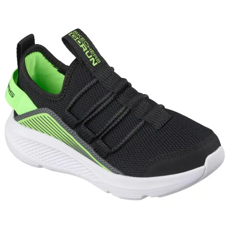 Kids Skechers GO Run Elevate Black Lime Mesh Shoes