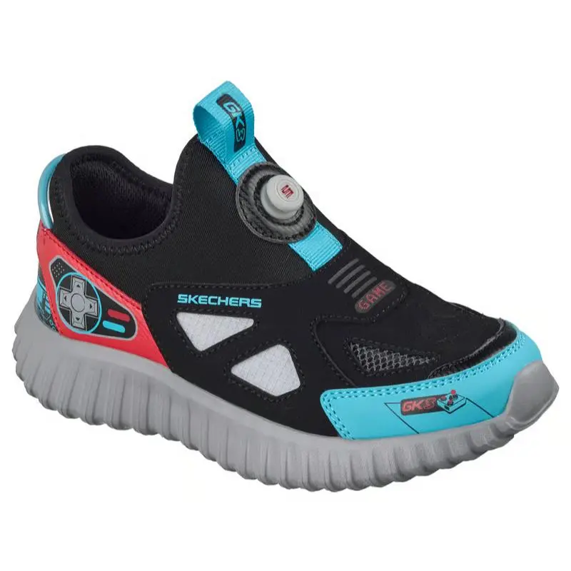 Boys Skechers Depth Charge 2.0 Grid Pointz Black Multi Mesh Shoes