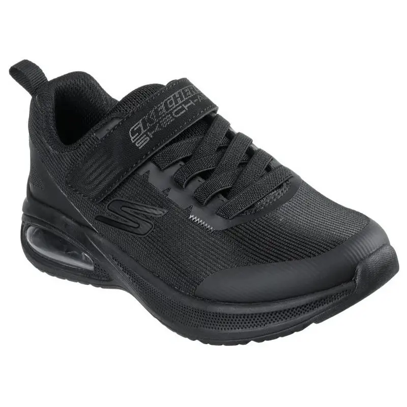 Kids Skechers Microscopec Max Advance Squad Pacer Black Mesh Shoes