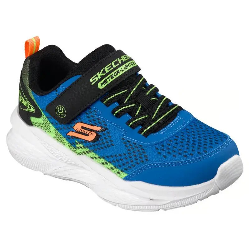 Kids Skechers S Lights Meteor Lights 2.0 Blue Black Mesh Shoes