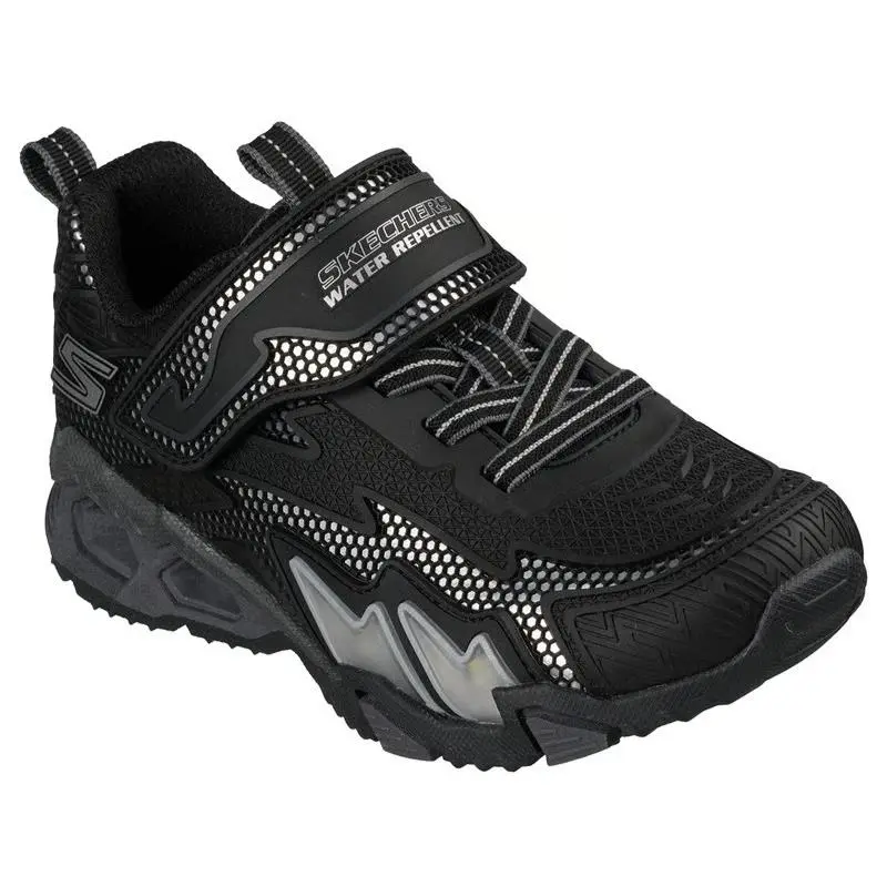 Kids Skechers S Lights Hydro Lights Black Silver Tuff Tech Shoes