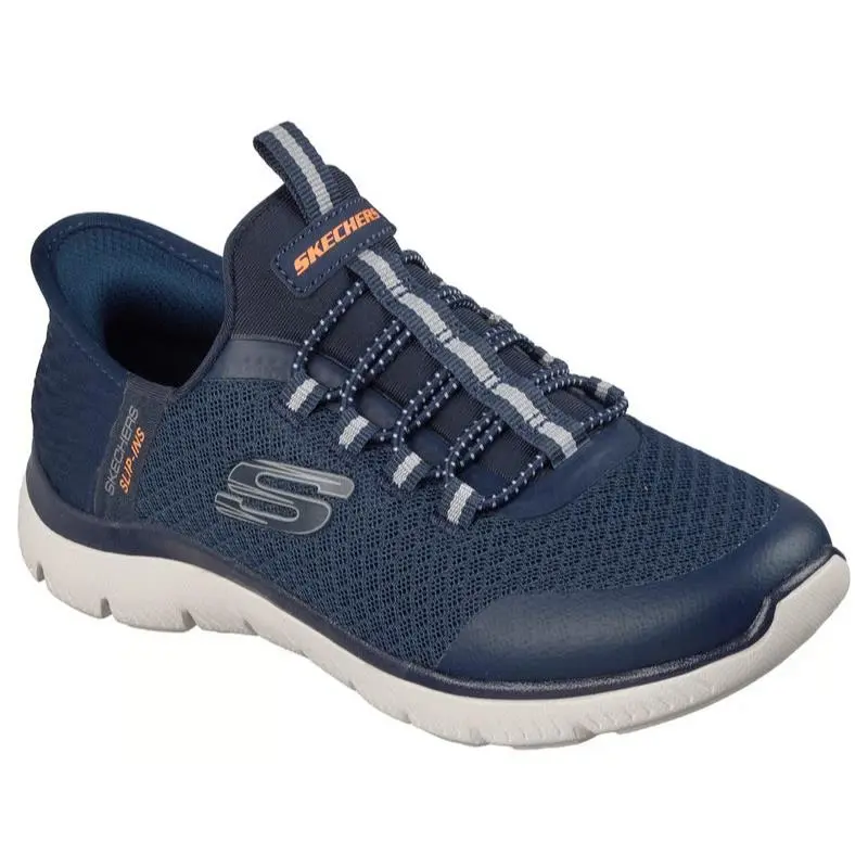 Kids Skechers Slip Ins Summits High Range Navy Orange Mesh Shoes