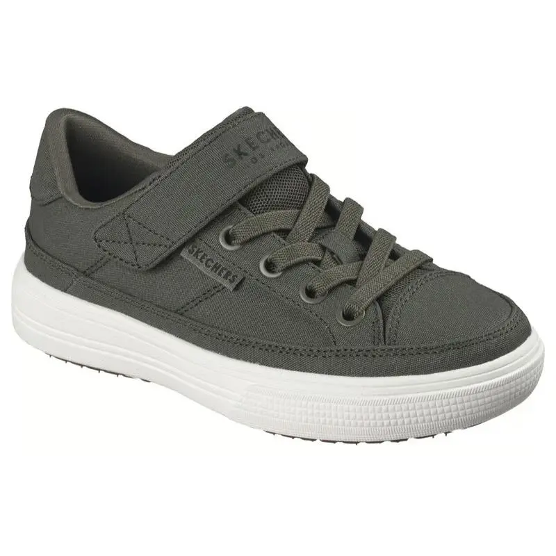 Boys Skechers Arcade Race YA There Olive Canvas Shoes