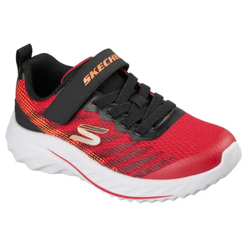 Kids Skechers Bounder 3.0 Stream Surge Red Black Mesh Shoes