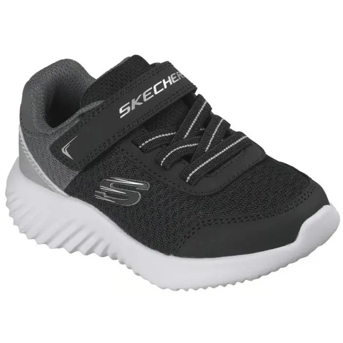 Boys Skechers Bounder Trekzic Black Silver Mesh Shoes