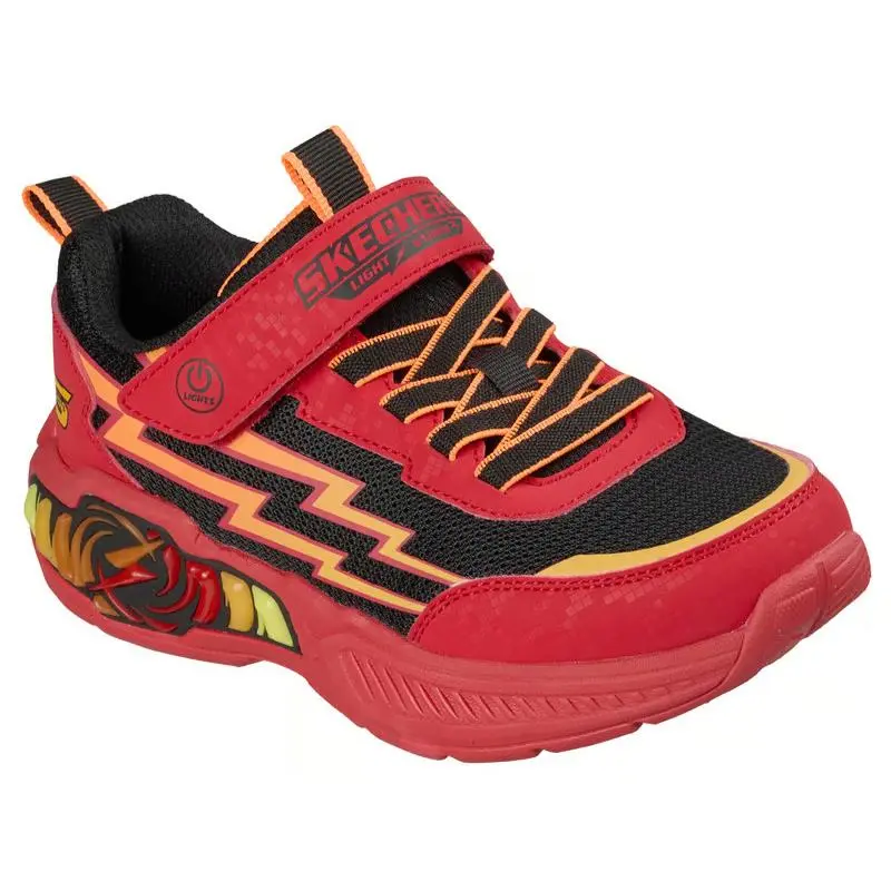 Boys Skechers S Lights Storm 3.0 Prism Tech Red Black Mesh Shoes