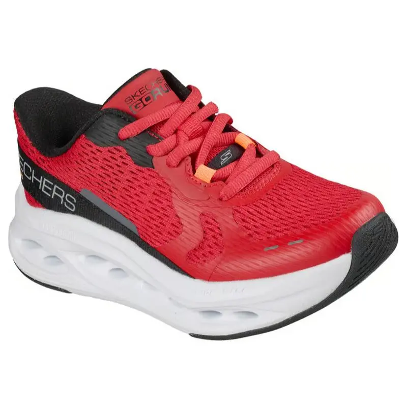 Boys Skechers Slip Ins Max Cushioning Glide Step Advert Red Black Mesh