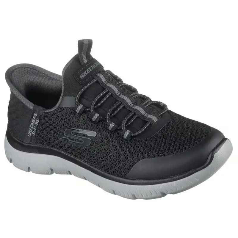 Kids Skechers Slip Ins Summits High Range Black Charcoal Mesh Shoes