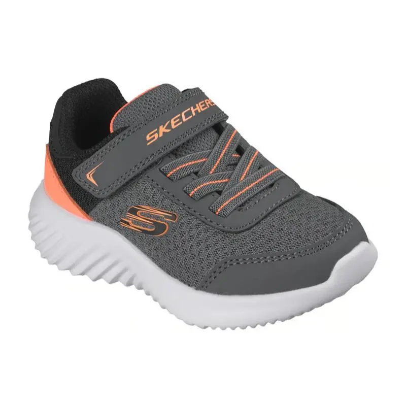 Kids Skechers Bounder Trekzic Charcoal Orange Mesh Shoes