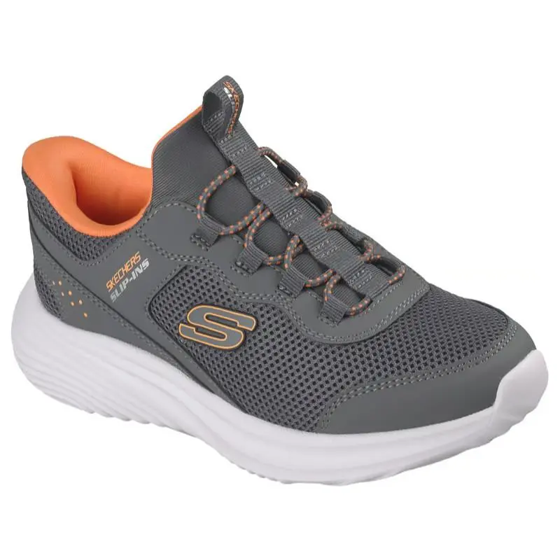 Kids Skechers Slip Ins Bounder Pro Charcoal Mesh Shoes