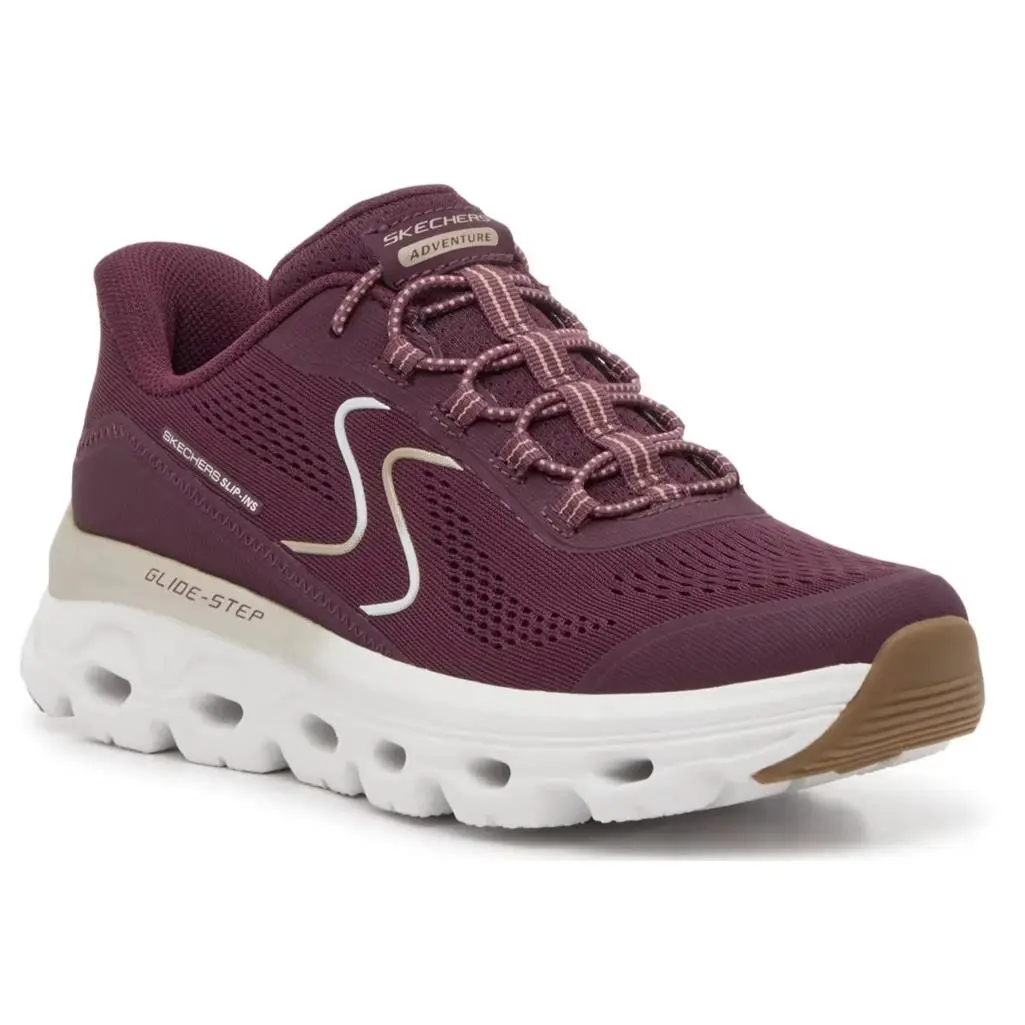Womens Skechers Hands Free Slip Ins Glide Step Sole Sneaker Burgundy Mesh