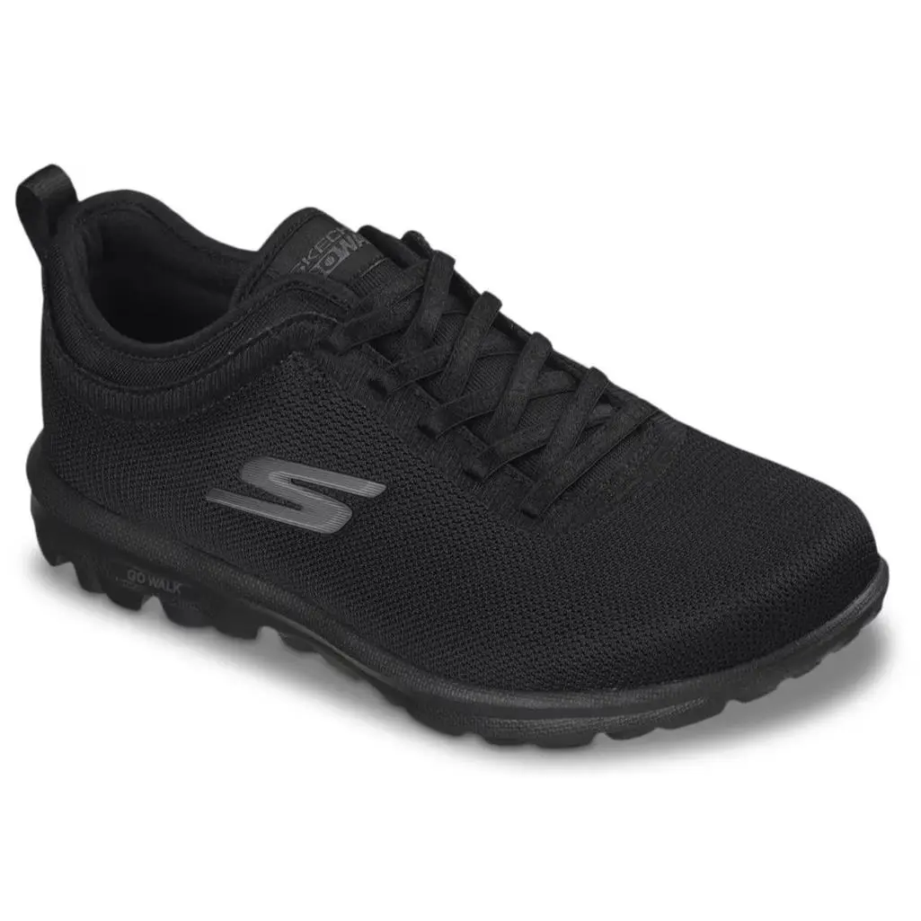 Womens Skechers GO Walk Travel Cynthia Slip ON Sneaker Black Mesh Shoes