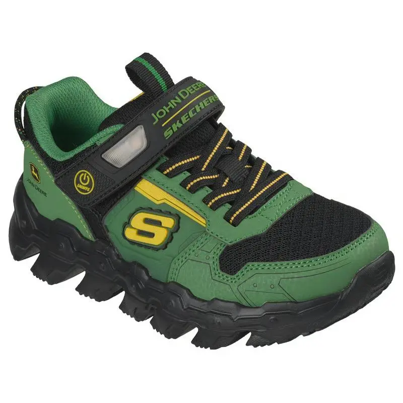 Kids Skechers John Deere Mega Flex Lite Dozer Brights Gray Black Mesh Shoes