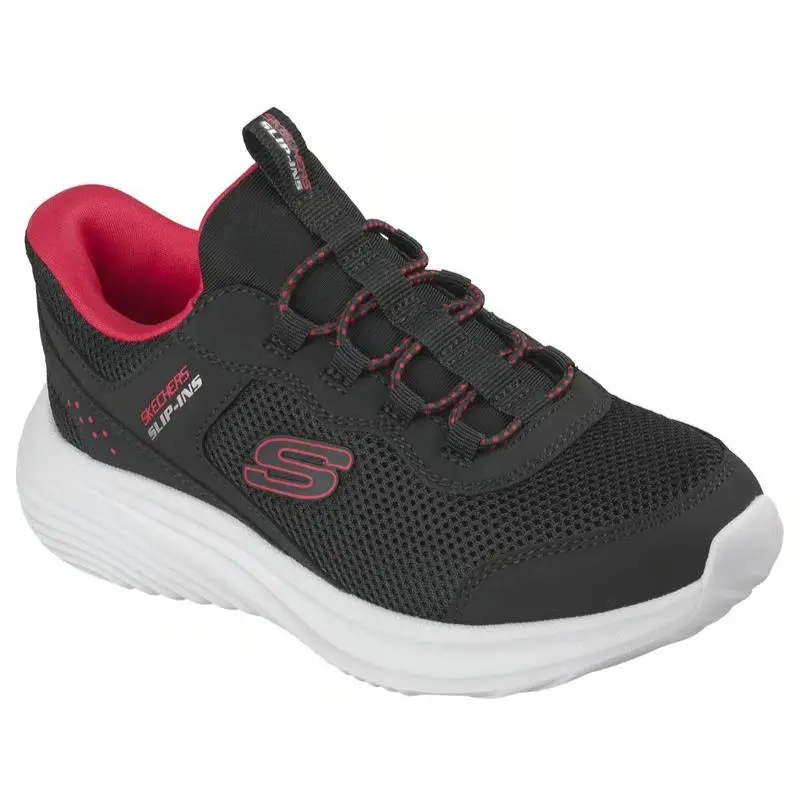 Kids Skechers Slip Ins Bounder Pro Black Mesh Shoes