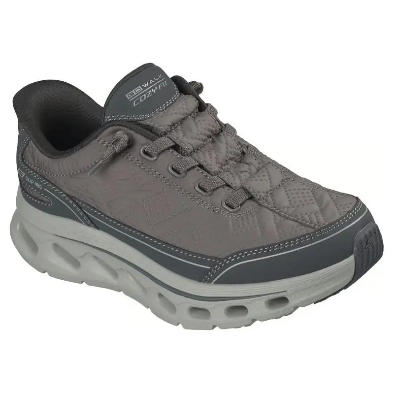 Boys Skechers Slip Ins GO Walk Glide Step 2.0 Cozy Fit Gray Charcoal Fabric