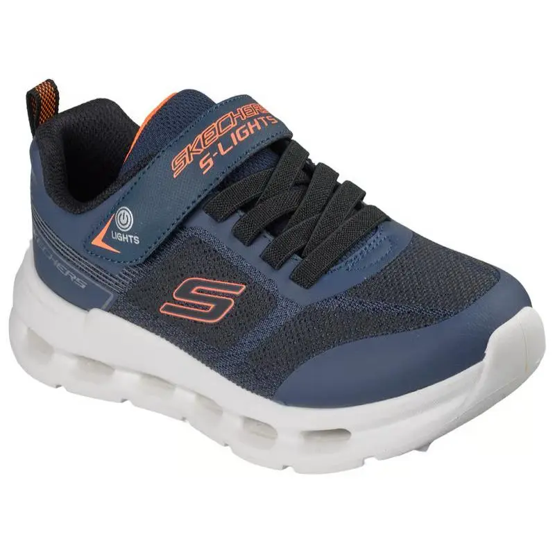 Boys Skechers S-lights Glide Step Lights Navy Mesh Shoes