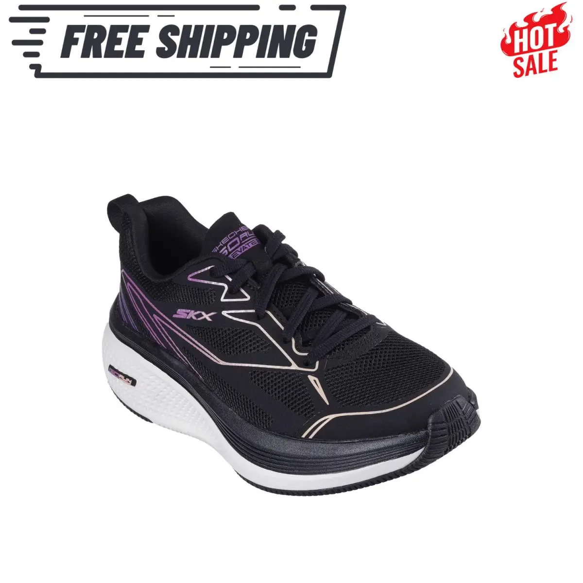 Skechers shoes - Black Synthetic/Purple Trim 3