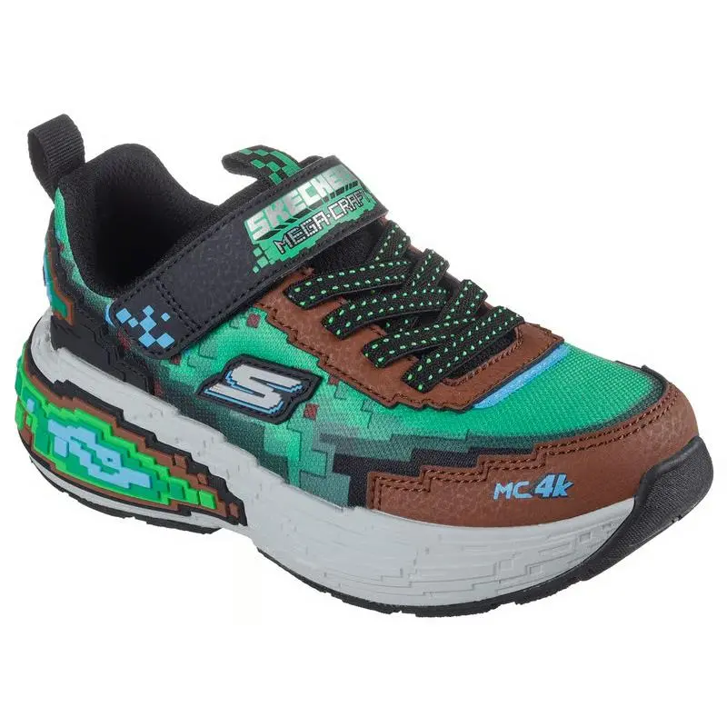 Kids Skechers Mega Craft 4K Brown Multi Pixelated Print Shoes
