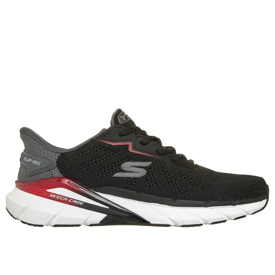 Slip Ins Shoes Skechers Black Men Cushioned Arch Fit Mesh Glide Step Lace 233270