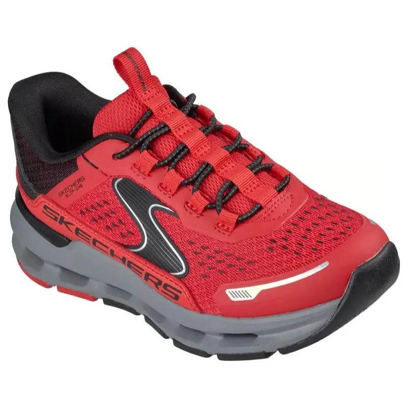 Boys Skechers Slip Ins Glide Step Plus Vista Lane Red Black Mesh Shoes
